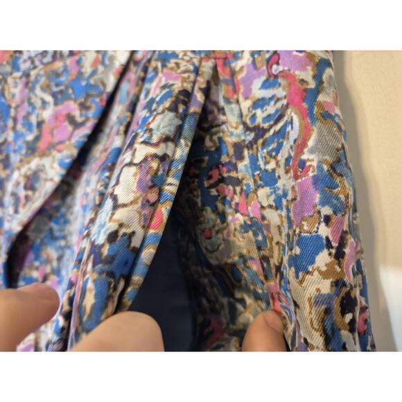 Y2K Marc By Marc Jacobs Colorful Pleated 100% Silk Straight Cropped Pants US 0 - Picture 3 of 8